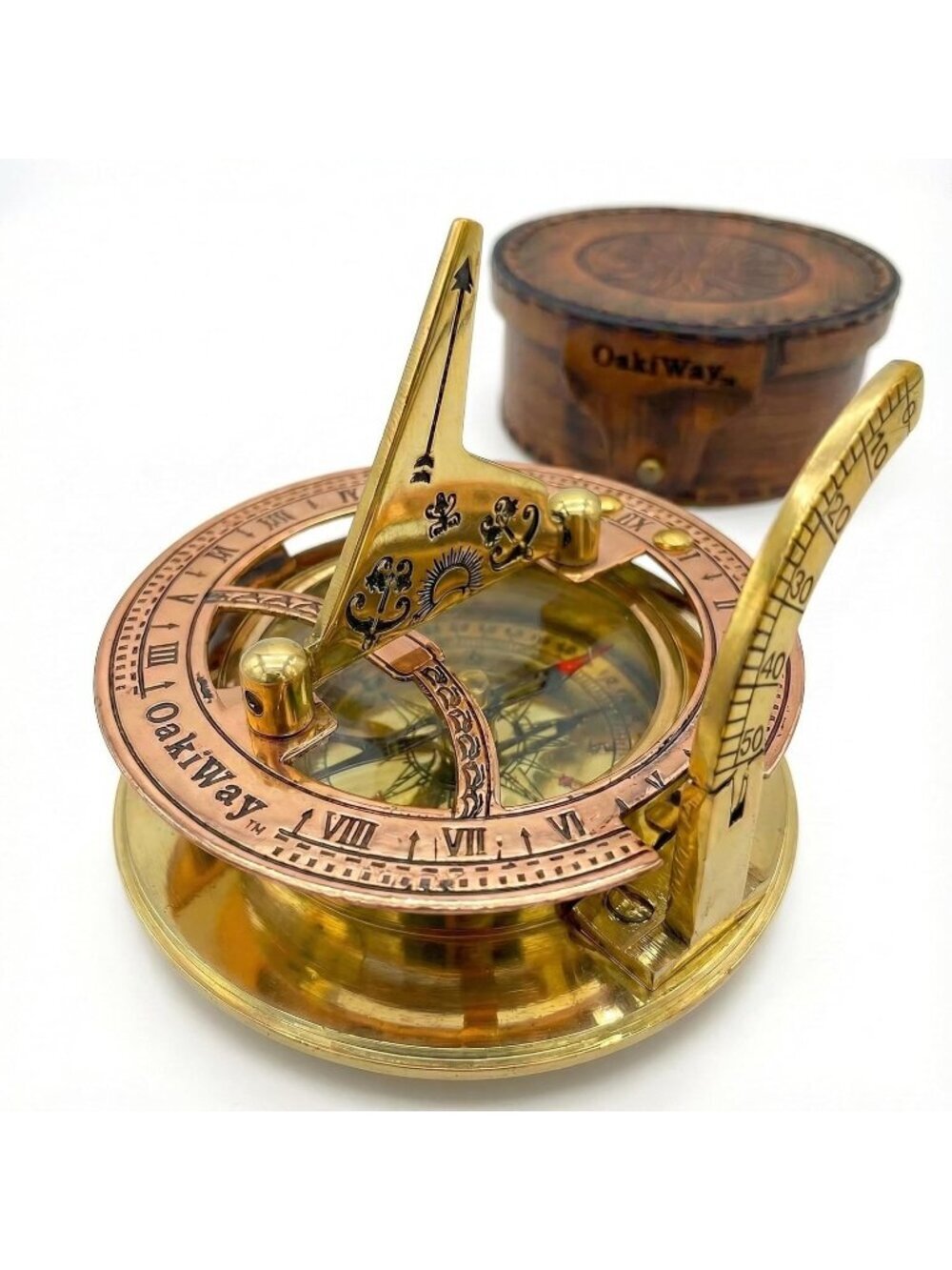 Home All Gold Sundial Compass Sailing Vintage Anniversary Unique Nautical Clock